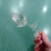 Vintage Blown and Cut Glass Roses, Set of Four