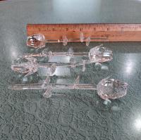 Vintage Blown and Cut Glass Roses, Set of Four