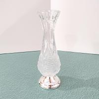 Vintage Rose Frosted Crystal and Silver Plated Flower Bud Vase, William Adams West German Floral Vase