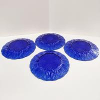 Vintage Arcoroc Avon Royal Sapphire Blue Salad Dessert Appetizer Plates, Set of Four