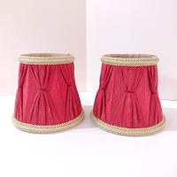 Vintage Red Pinch Pleated Mini Lamp Shade with Tan Brocade Trim