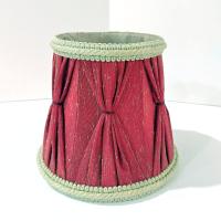 Vintage Red Pinch Pleated Mini Lamp Shade with Tan Brocade Trim