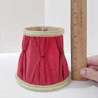 Vintage Red Pinch Pleated Mini Lamp Shade with Tan Brocade Trim