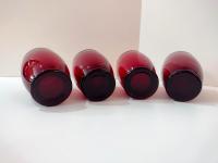 Vintage Anchor Hocking Footed Baltic Ruby Red 12 Ounce Water Goblets, Tumbler Glasses, Set of Four