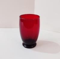 Vintage Anchor Hocking Footed Baltic Ruby Red 12 Ounce Water Goblets, Tumbler Glasses, Set of Four