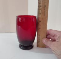 Vintage Anchor Hocking Footed Baltic Ruby Red 12 Ounce Water Goblets, Tumbler Glasses, Set of Four