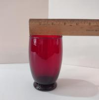 Vintage Anchor Hocking Footed Baltic Ruby Red 12 Ounce Water Goblets, Tumbler Glasses, Set of Four