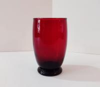 Vintage Anchor Hocking Footed Baltic Ruby Red 12 Ounce Water Goblets, Tumbler Glasses, Set of Four