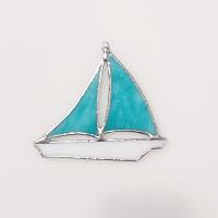Stained Glass Sailboat Suncatcher, Custom Colors Available 