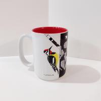Charley Harper Yellow Bellied Sapsucker Coffee Tea Mug, Woodpecker Graphic Mug
