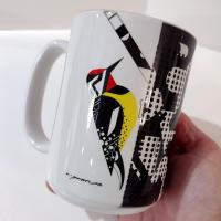 Charley Harper Yellow Bellied Sapsucker Coffee Tea Mug, Woodpecker Graphic Mug