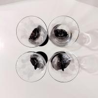 Vintage Sasaki Crystal Wine Glasses, Set of Four, Capistrano Black
