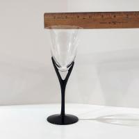 Vintage Sasaki Crystal Wine Glasses, Set of Four, Capistrano Black