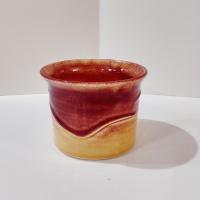 Vintage Ceramic Planter Pot, Brown and Tan Glaze Ceramic Small Pot