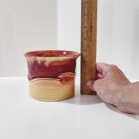 Vintage Ceramic Planter Pot, Brown and Tan Glaze Ceramic Small Pot
