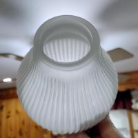 Vintage Ribbed White Satin Glass Lamp Shade, Replacement Light Shade