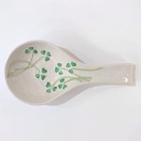 Vintage Shamrock Ceramic Spoon Rest, Irish Kitchen Decor