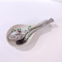 Vintage Shamrock Ceramic Spoon Rest, Irish Kitchen Decor