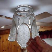 Vintage Frosted Petal Leaf Glass Lamp Light Shade, Flower Shaped Replacement Shade