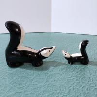 Vintage Momma and Baby Skunk Ceramic Figurines, Set of Two