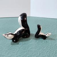 Vintage Momma and Baby Skunk Ceramic Figurines, Set of Two