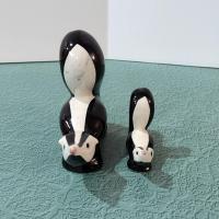 Vintage Momma and Baby Skunk Ceramic Figurines, Set of Two