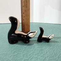 Vintage Momma and Baby Skunk Ceramic Figurines, Set of Two