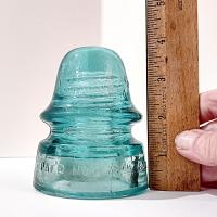 Antique W. Brookfield New York Aqua Blue Glass Insulator, Pat'd Nov 13th 1883, Vintage Glass Telegraph Telephone Rail Road CD 162 Insulator