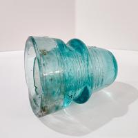 Antique W. Brookfield New York Aqua Blue Glass Insulator, Pat'd Nov 13th 1883, Vintage Glass Telegraph Telephone Rail Road CD 162 Insulator