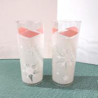 Vintage Anchor Hocking Pink Atomic Snowflake Highball Glasses, Set of Two