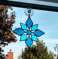 Blue Stained Glass Snowflake Suncatcher, Custom Colors Available