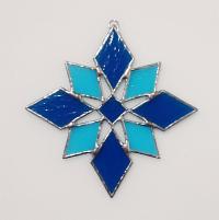 Blue Stained Glass Snowflake Suncatcher, Custom Colors Available