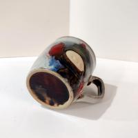 Vintage Snowman and Cardinal Holiday Ceramic Coffee Tea Mug, Studio Pottery Hand Crafted Mug