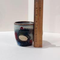 Vintage Snowman and Cardinal Holiday Ceramic Coffee Tea Mug, Studio Pottery Hand Crafted Mug