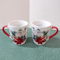 Vintage Floral Sophisti Plate Coffee Tea Ceramic Mugs, Set of Two
