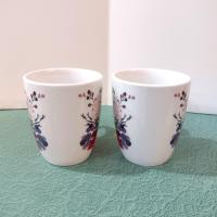 Vintage Floral Sophisti Plate Coffee Tea Ceramic Mugs, Set of Two