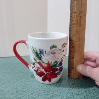 Vintage Floral Sophisti Plate Coffee Tea Ceramic Mugs, Set of Two