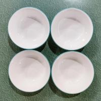 Corelle South Beach Cereal Salad Bowls, Set of Four, White Bowls with Turquoise Teal Blue Rims