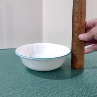 Corelle South Beach Cereal Salad Bowls, Set of Four, White Bowls with Turquoise Teal Blue Rims