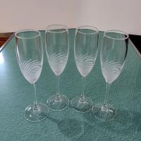 Vintage Crystal Champagne Flutes, Set of Four, Cristal D'Arques-Durand Spirale  Mate Champagne Glasses