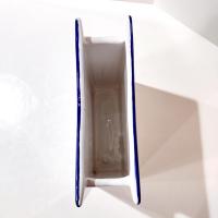 Vintage Ceramic Narrow Rectangular Planter Pot, Sun Moon Stars City Scape Flower Vase, Italian Pottery Windowsill Planter