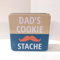 Vintage Dad's Cookie Stache Metal Storage Tin, Father's Day Gift, Mustache Design Container