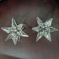 Vintage 9 Pointed Star Crystal Candlestick Holders, Set of 2, Taper Candle Holders