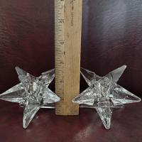 Vintage 9 Pointed Star Crystal Candlestick Holders, Set of 2, Taper Candle Holders