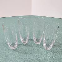 Vintage Stemless Champagne Flutes, Set of 4, Clear Glass Bud Vases