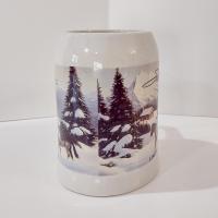 Vintage Stetson Limited Edition Ceramic Beer Mug Stein, Winter Cowboy Horses Scene
