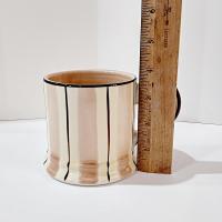Vintage Hand Painted Striped Ceramic Coffee Mug,  Herman Dodge and Son Brown and White Striped Mug