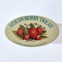 Vintage Strawberry Treats Richardson and Robbins Oval Storage Tin, Bristol Ware Retro Collectible Tin Container