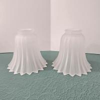Vintage Star Pleated Bell Shaped Frosted Glass Lamp Light Shade, Quoizel Replacement Shade