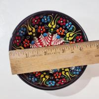 Vintage Turkish Ceramic Hand Painted Bowl, Floral Candy Nut Bowl, Small Serving Dish